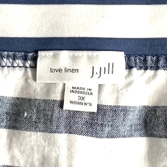 J. Jill Love Linen Womens Blue & White Striped Maxi Skirt Side Button Size 3X - Picture 4 of 14